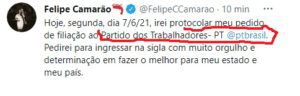 Crise no PT – Camarão atropela instâncias do partido e anuncia filiação ‘por cima’…