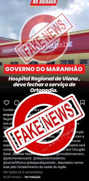 É FAKE! Hospital Regional de Viana não vai fechar serviço de ortopedia…