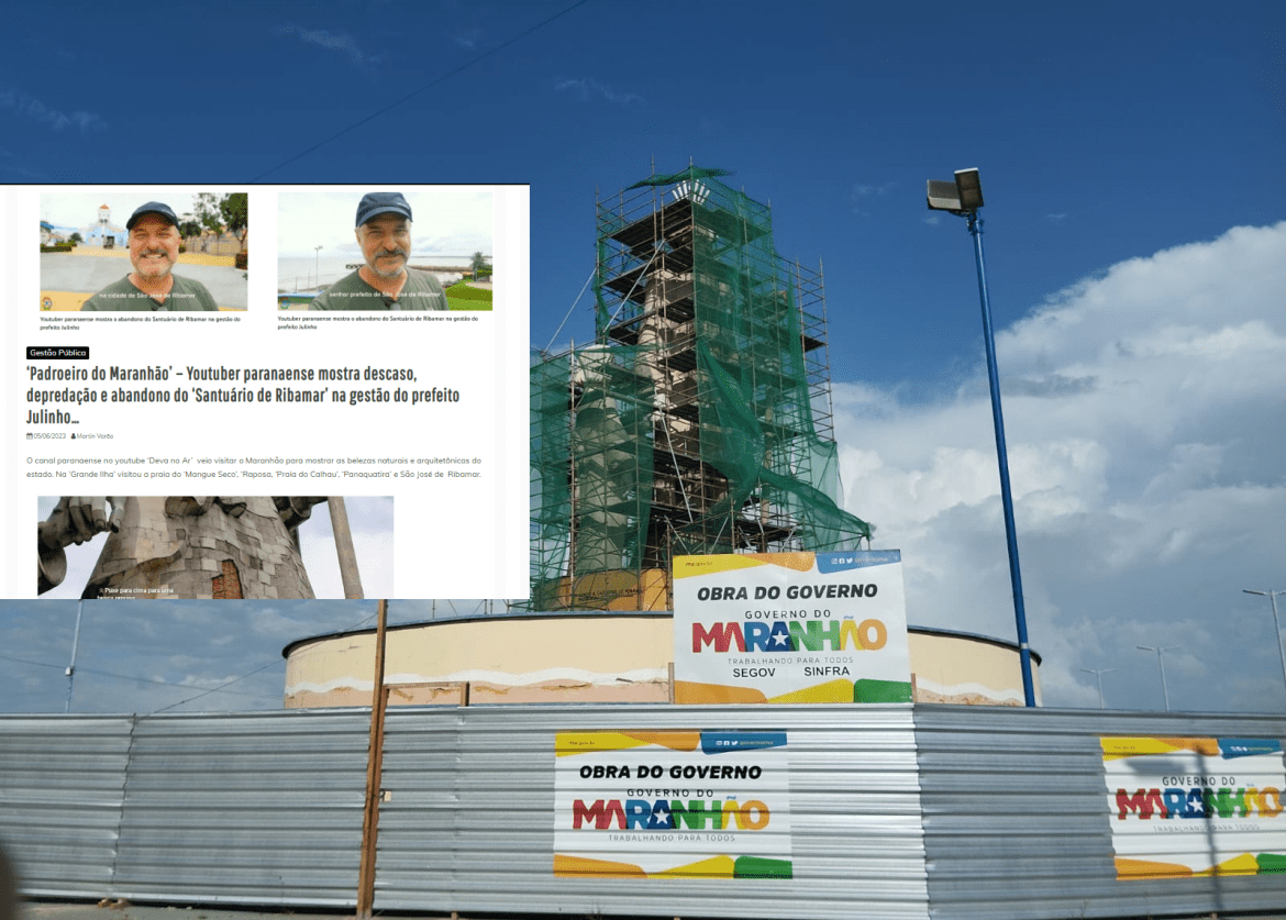 Depois de postagem sobre abandono da imagem simbólica do padroeiro do Maranhão, Governo Brandão assume a obra de restauração da estátua do ‘glorioso em Ribamar…