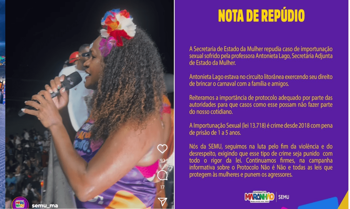 Secretária de Brandão relata que foi vítima de ‘importunação sexual’ no Carnaval da Litorânea…