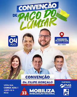 Convenção do Mobiliza vai oficializar Dr. Filipe Gonçalo como candidato a prefeito em Paço do Lumiar…