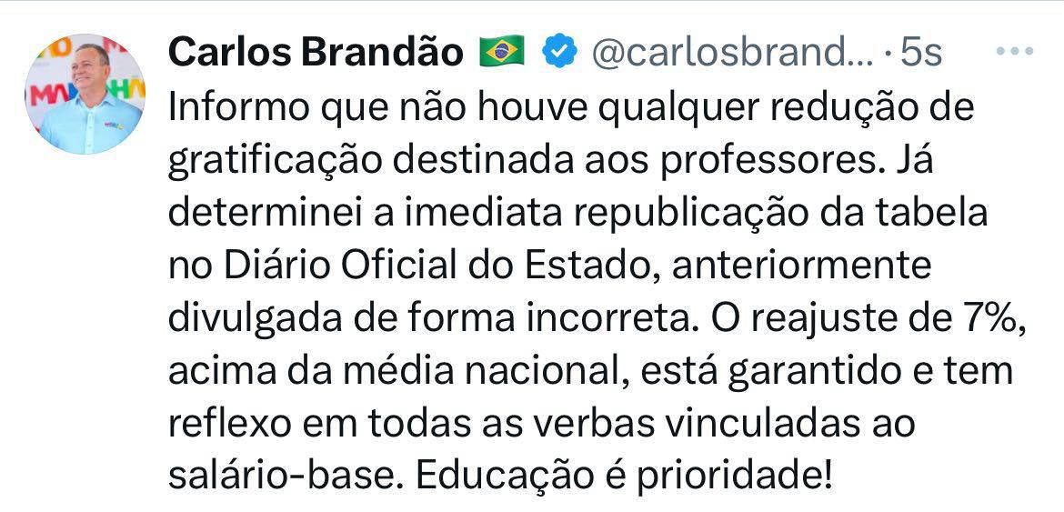 Após erro, Brandão manda republicar tabela sem redução de gratificação de professores…