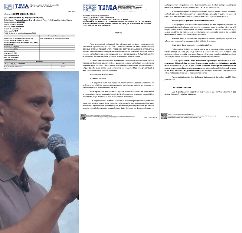 São José de Ribamar – Júlio Filho vence na justiça processo contra divulgações de notícias falsas…