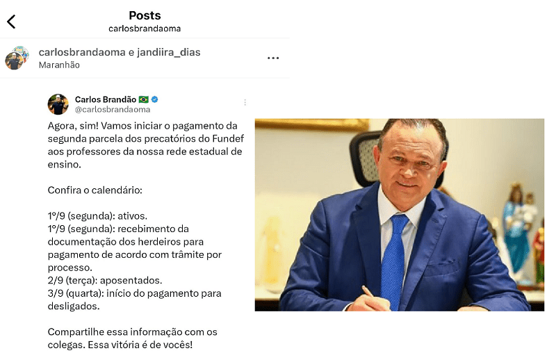 Governador Brandão anuncia a data de pagamento dos precatórios dos professores agora em setembro…