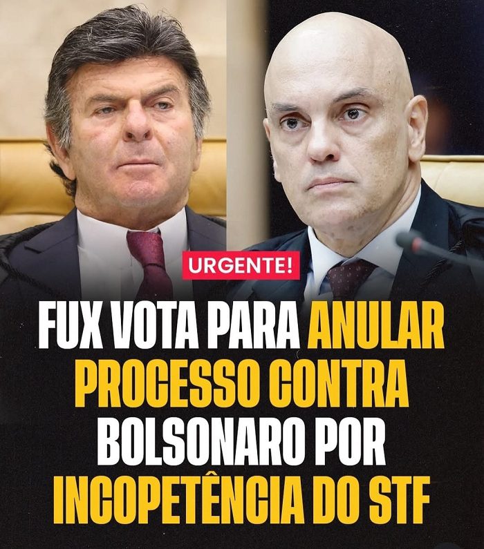‘STF de volta à Constituição?  – Fux vota para anular todo o processo por falta de competência da corte suprema para julgar cidadão comum(Bolsonaro e mais sete)…