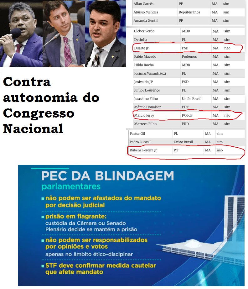 Bancada Maranhense – Dos 18 deputados, só Jerry, Rubinho e Duarte  votaram contra  autonomia do Congresso  perante STF…