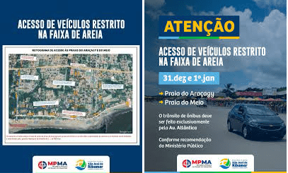 São José de Ribamar  – Prefeitura decreta restrição de veículos nas praias do Araçagy e do Meio durante o Réveillon…