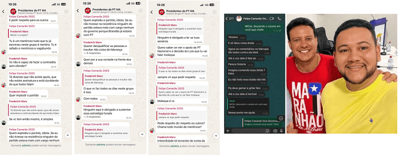 Vice-governador envolvido em nova treta – Camarão e petista batem boca em grupo de WhatsApp: “Mentiroso”, “vagabundo”, “idiota”, “moleque”…