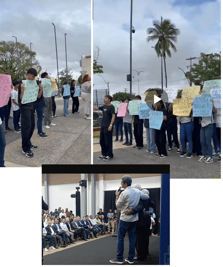 ‘Passe Livre’ – Braide é acuado por alunos em coletiva de imprensa; prefeito é obrigado usar porta do fundo…