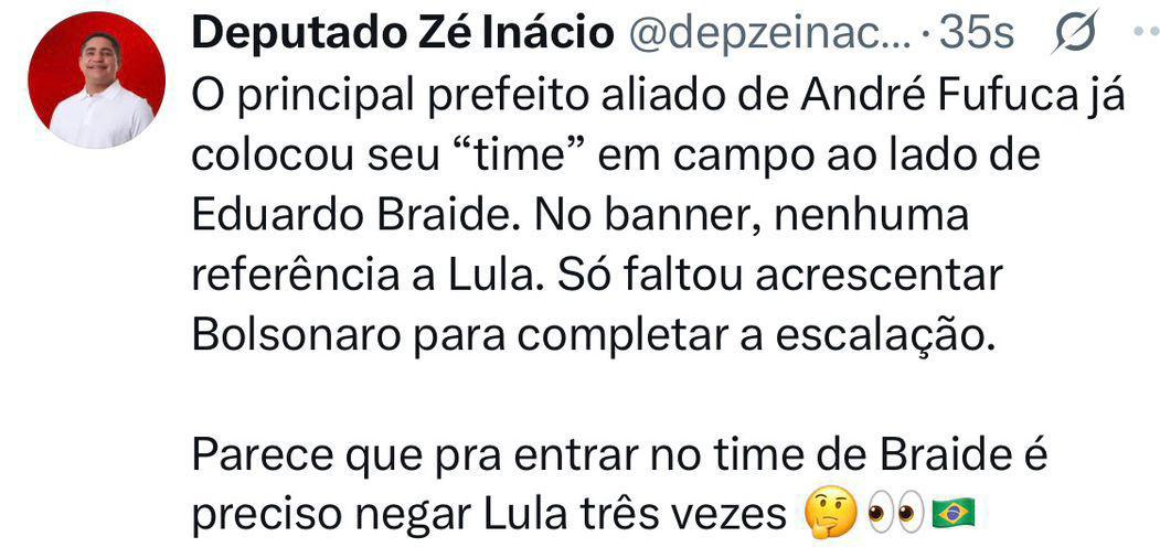 Zé Inácio afirma que ex-ministro Fufuca e aliados já esqueceram Lula…
